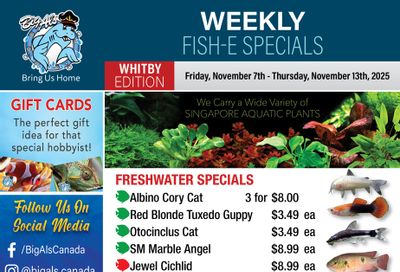 Big Al's (Whitby) Weekly Specials November 7 to 13