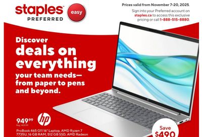 Staples Preferred Flyer November 7 to 20