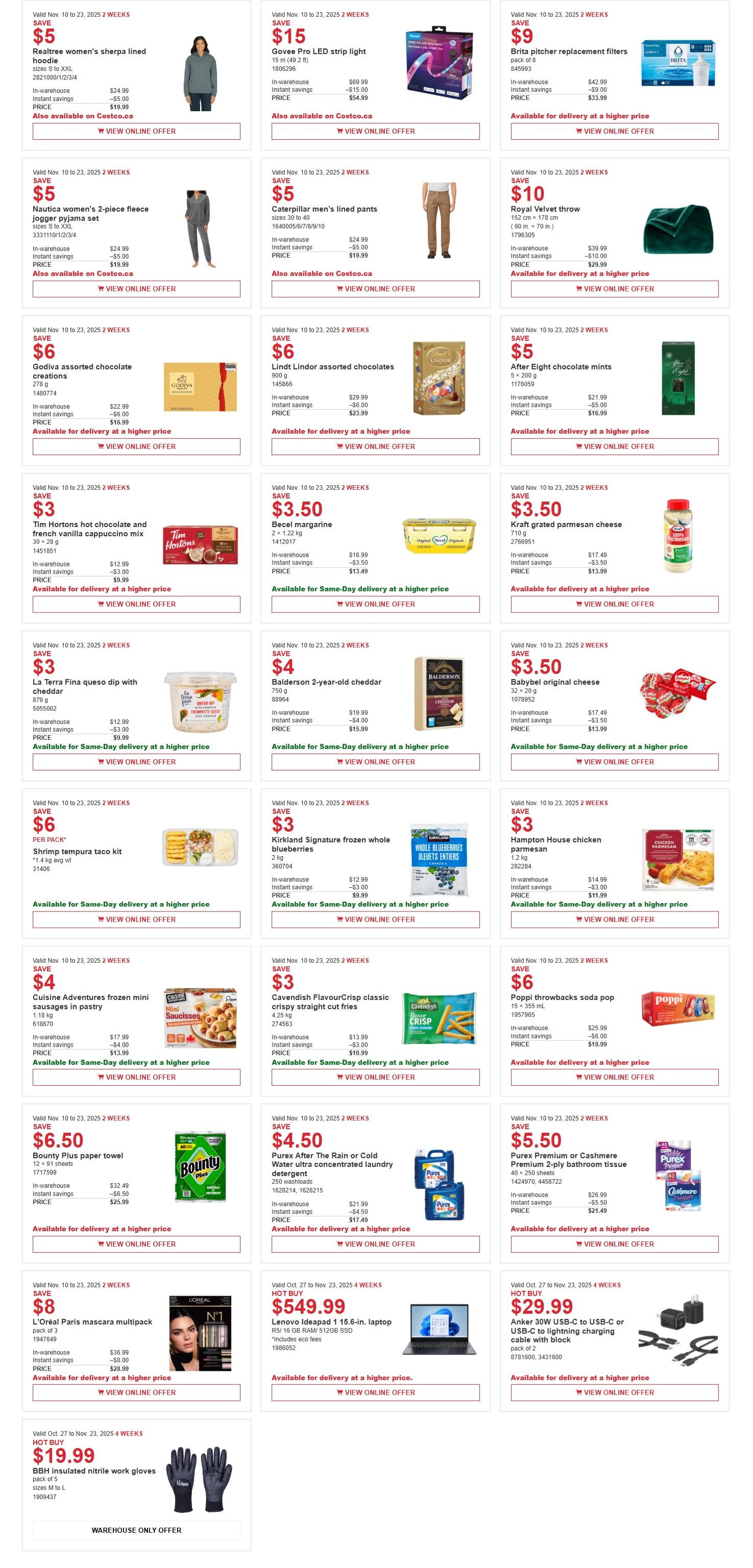 Costco (West, ON & Atlantic Canada) Warehouse Offers  November 10 to 23