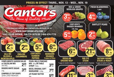 Cantor's Meats Flyer November 13 to 19