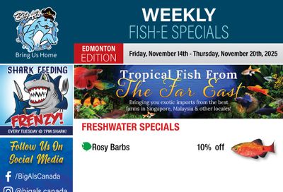 Big Al's (Edmonton) Weekly Specials November 14 to 20