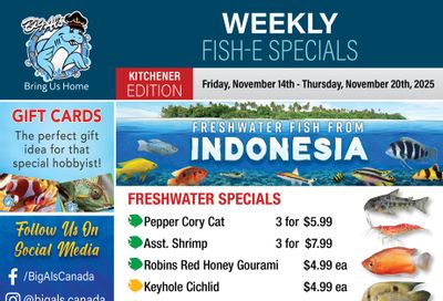 Big Al's (Kitchener) Weekly Specials November 14 to 20