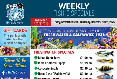 Big Al's (Vaughan) Weekly Specials November 14 to 20