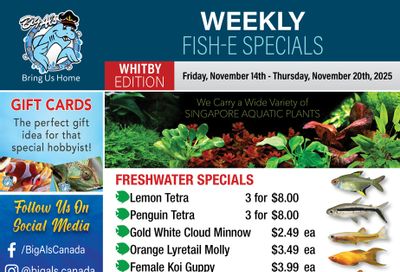 Big Al's (Whitby) Weekly Specials November 14 to 20