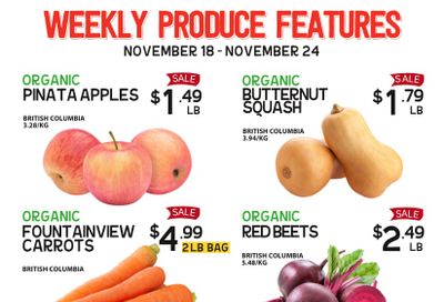 Pomme Natural Market Weekly Produce Flyer November 18 to 24