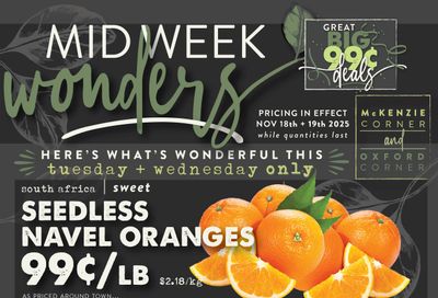 The Root Cellar Mid-Week Flyer November 18 and 19