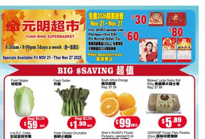 Yuan Ming Supermarket Flyer November 21 to 27