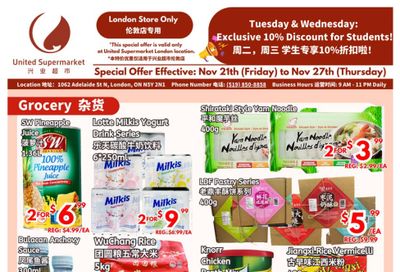 United Supermarket (London) Flyer November 21 to 27