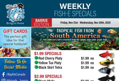 Big Al's (Barrie) Weekly Specials November 21 to 27