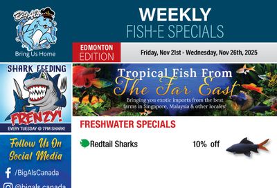 Big Al's (Edmonton) Weekly Specials November 21 to 27