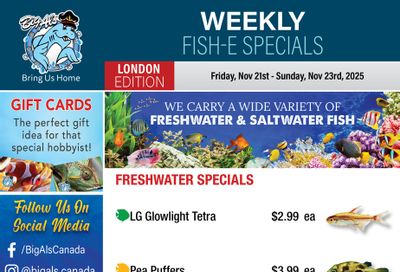 Big Al's (London) Weekend Specials November 21 to 23