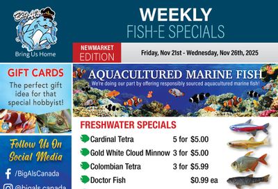 Big Al's (Newmarket) Weekly Specials November 21 to 27