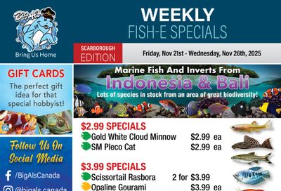 Big Al's (Scarborough) Weekly Specials November 21 to 27
