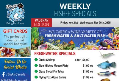 Big Al's (Vaughan) Weekly Specials November 21 to 27