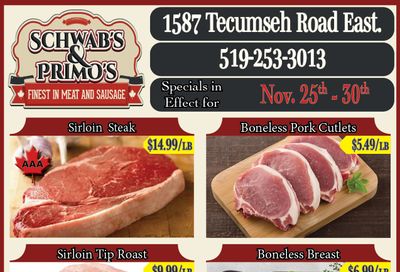 Schwab's & Primo's Flyer November 25 to 30