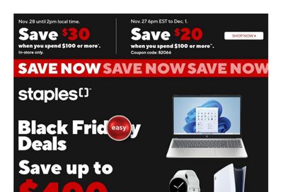 Staples Black Friday Flyer November 28 to December 4