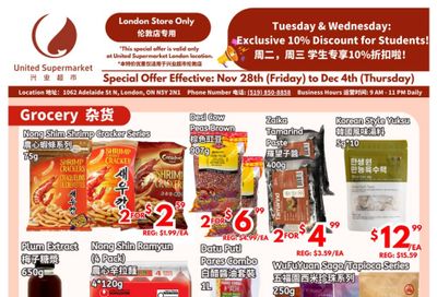 United Supermarket (London) Flyer November 28 to December 4