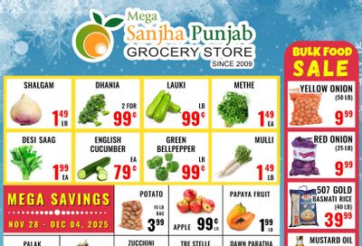 Sanjha Punjab Grocery Store Flyer November 28 to December 4