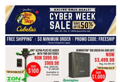 Bass Pro Shops Cyber Week Flyer November 30 to December 3