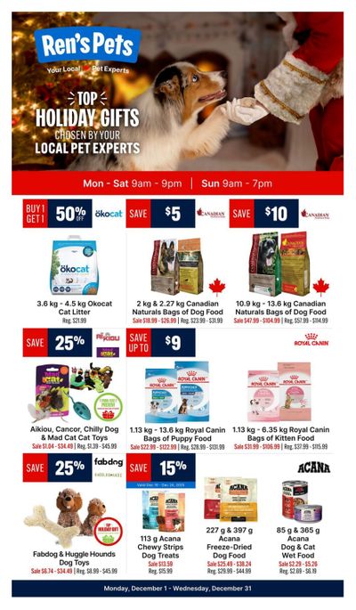 Ren's Pets Top Holiday Gifts Flyer December 1 to 31
