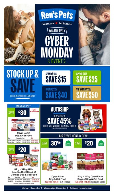 Ren's Pets Cyber Monday Flyer December 1 to 3