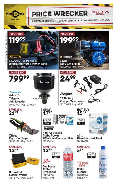 Princess Auto Price Wrecker Flyer December 1 to 31
