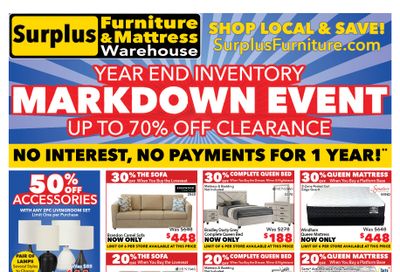 Surplus Furniture & Mattress Warehouse (S. ON) Flyer December 1 to 21