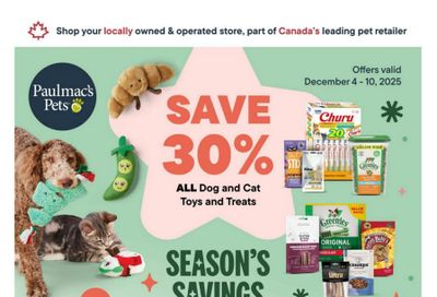 Paulmac's Pets Flyer December 4 to 10