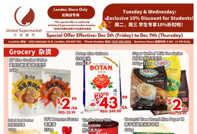 United Supermarket (London) Flyer December 5 to 11