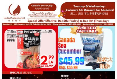 United Supermarket (Oakville) Flyer December 5 to 11