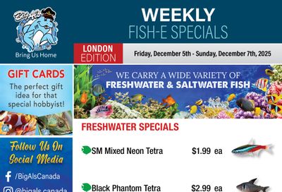 Big Al's (London) Weekend Specials December 5 to 7