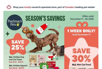 Paulmac's Pets Flyer December 11 to 24