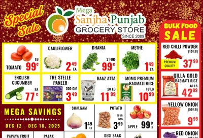 Sanjha Punjab Grocery Store Flyer December 12 to 18