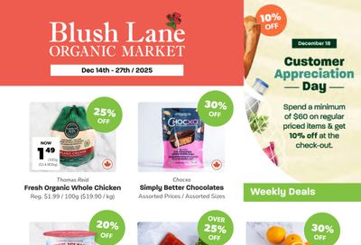 Blush Lane Organic Market Flyer December 14 to 27