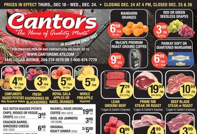 Cantor's Meats Flyer December 18 to 24