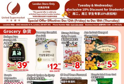United Supermarket (London) Flyer December 12 to 18