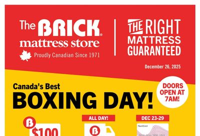 The Brick Mattress Store Boxing Day Flyer December 23 to 29