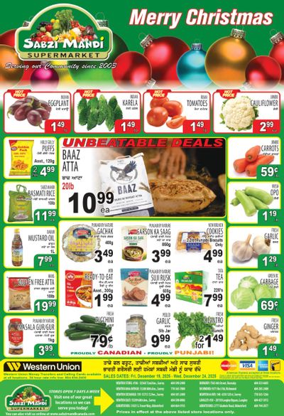 Sabzi Mandi Supermarket (Lower Mainland) Flyer December 19 to 24