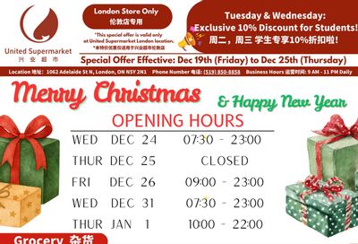 United Supermarket (London) Flyer December 19 to 25