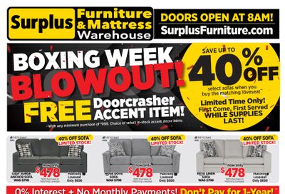 Surplus Furniture & Mattress Warehouse (Regina, Saskatoon, Prince Albert) Flyer December 22 to 28