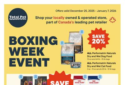 Total Pet Boxing Week Flyer December 25 to January 7