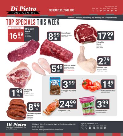 Di Pietro Food Centre Flyer December 27 to 31
