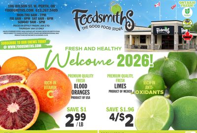 Foodsmiths Flyer January 2 to 15