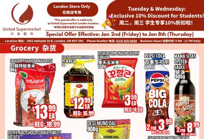 United Supermarket (London) Flyer January 2 to 8