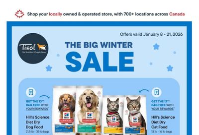 Tisol Pet Nutrition & Supply Stores Flyer January 8 to 21