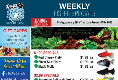 Big Al's (Barrie) Weekly Specials January 9 to 15