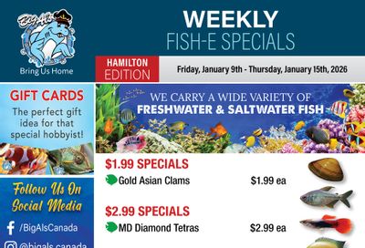 Big Al's (Hamilton) Weekly Specials January 9 to 15