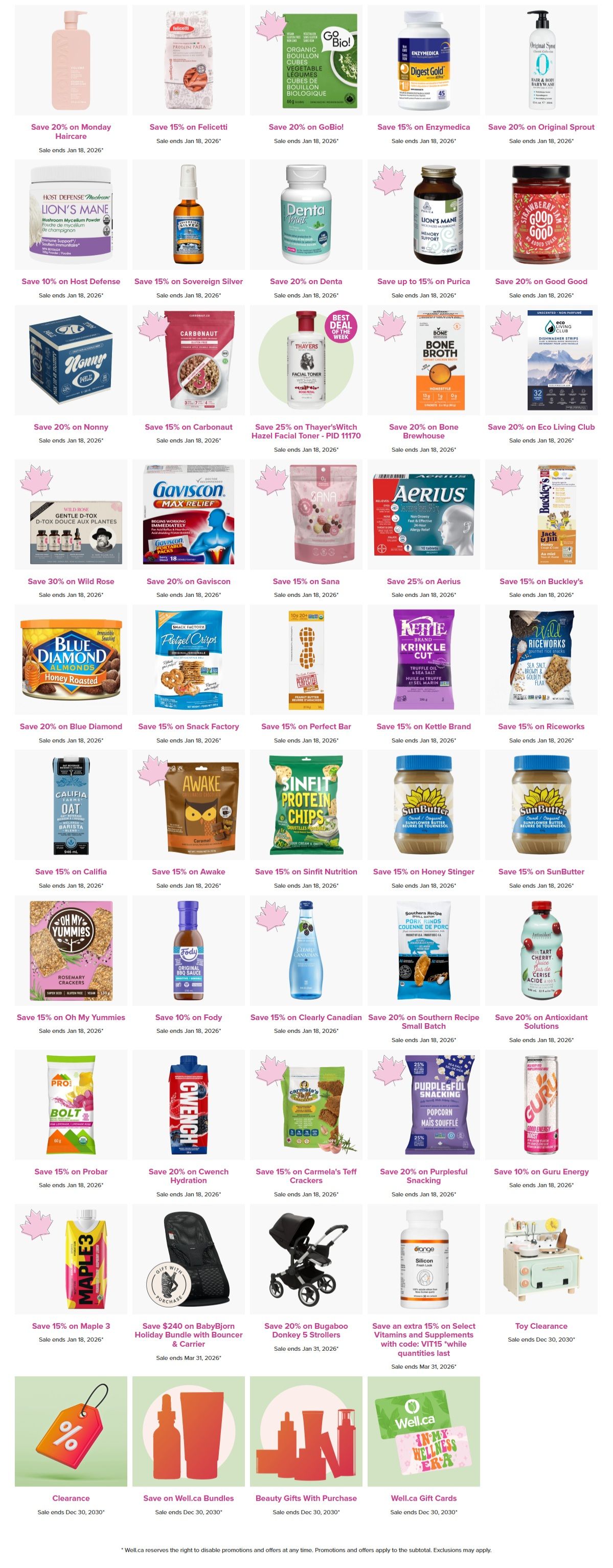Well.ca Weekly Sales January 12 to 18