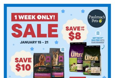 Paulmac's Pets Flyer January 15 to 21