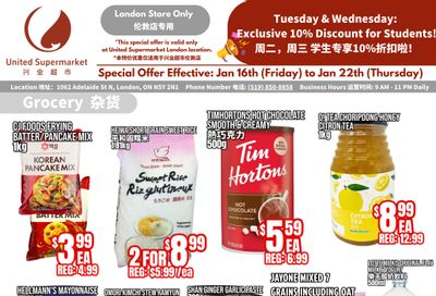 United Supermarket (London) Flyer January 16 to 22